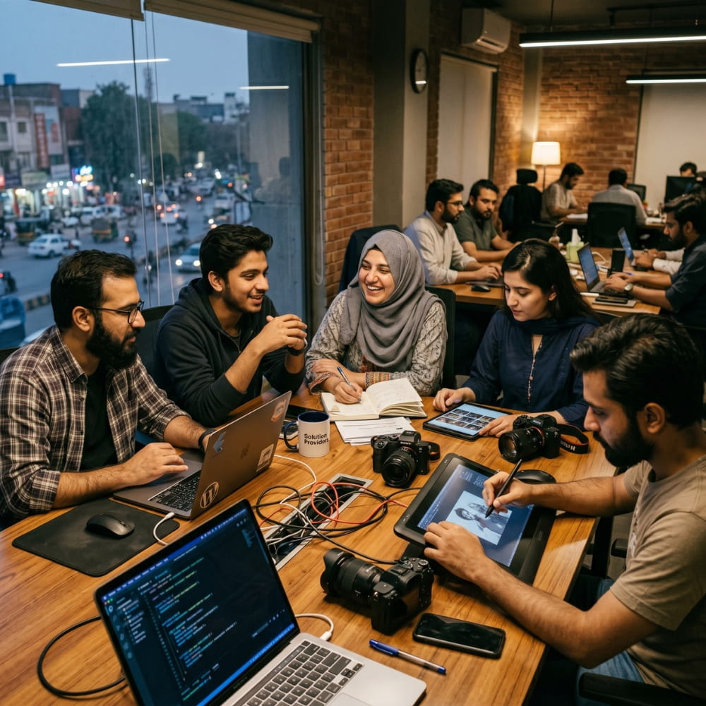 Solution Providers global freelance IT collective working on custom software development, Shopify, and creative design